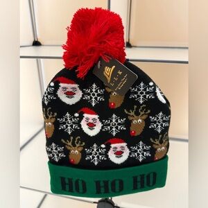 Christmas Festive Adults & Kids Light Up Pom-Pom Beanie One Size NWT